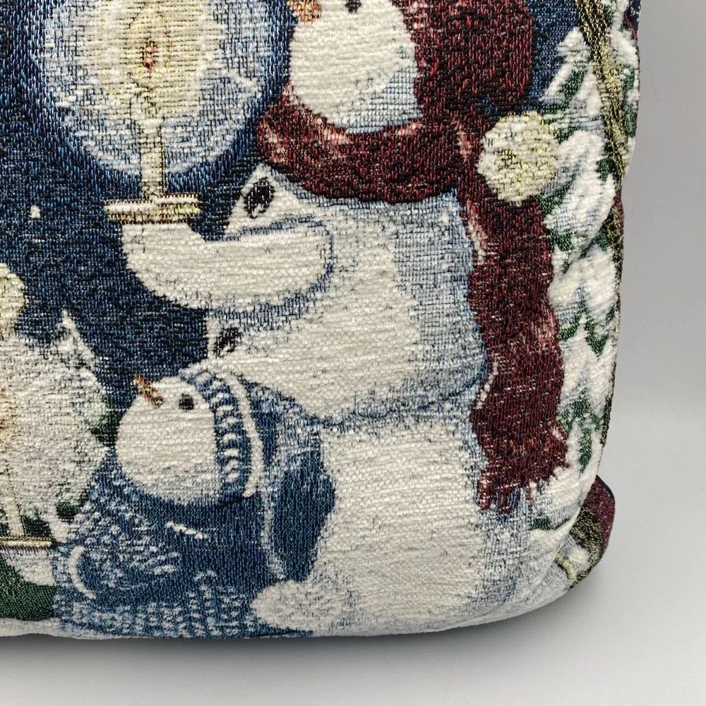 Christmas‎ Tapestry Throw Pillow Country Snowman Decor Farm Barn Home 16x16 Holy